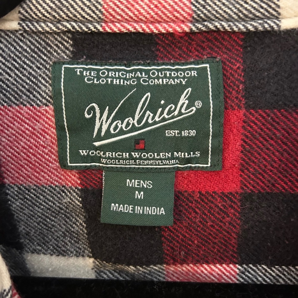 Woolrich Mens Flannel Shacket Elbow Patch Hiking Camping Outdoor Plaid Sz M - Picture 5 of 5